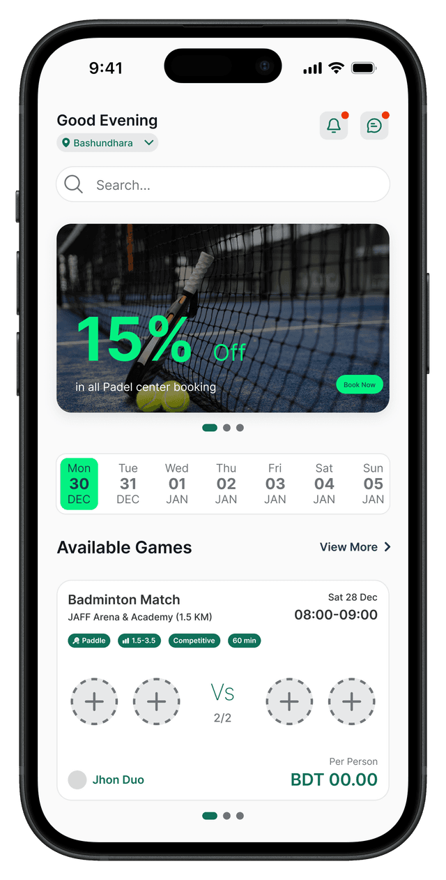 PlayerBash App Home Screen
